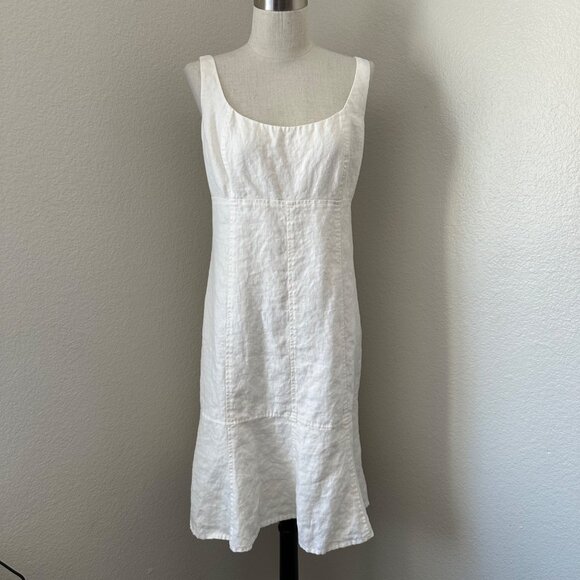 Ralph Lauren Linen Short Dress Scoop Neck Sleeveless Wester Classic Minimalist W - Picture 1 of 11